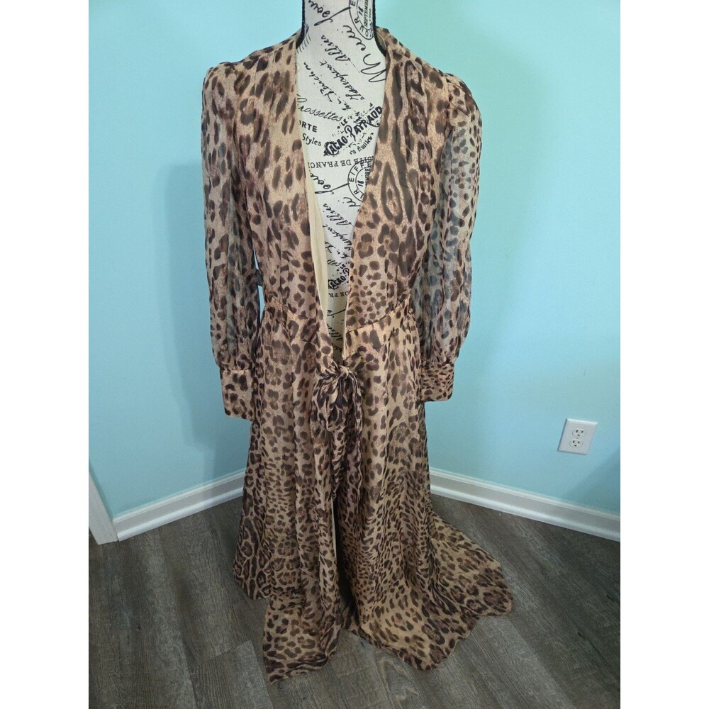 Bardot Luciana Long-Sleeve Maxi Wrap Dress 4 leopard new with tags